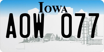 IA license plate AOW077