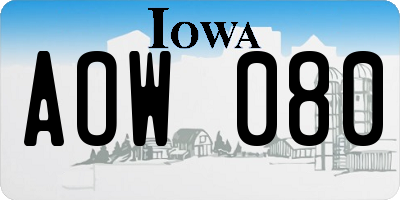 IA license plate AOW080