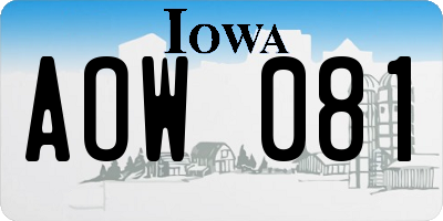 IA license plate AOW081