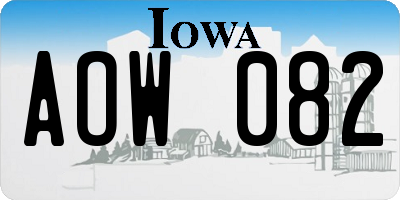IA license plate AOW082