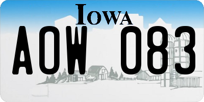 IA license plate AOW083