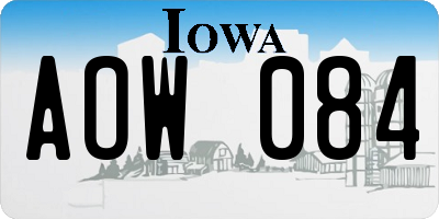 IA license plate AOW084