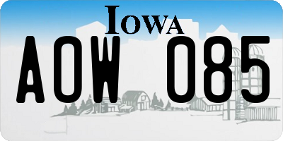 IA license plate AOW085