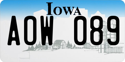 IA license plate AOW089