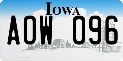 IA license plate AOW096