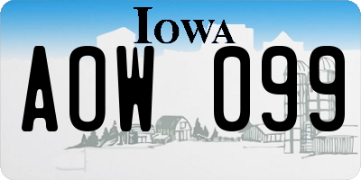 IA license plate AOW099