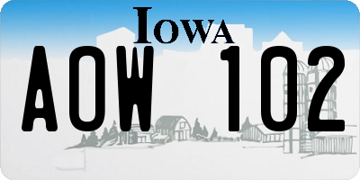 IA license plate AOW102