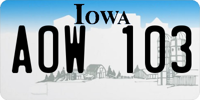 IA license plate AOW103