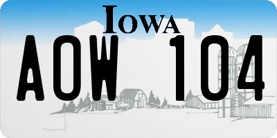 IA license plate AOW104