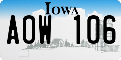 IA license plate AOW106