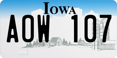 IA license plate AOW107
