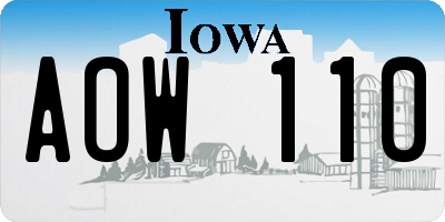 IA license plate AOW110