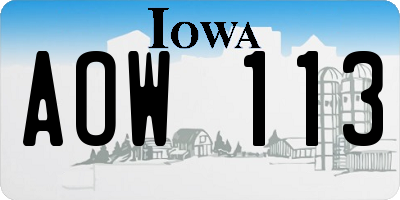 IA license plate AOW113