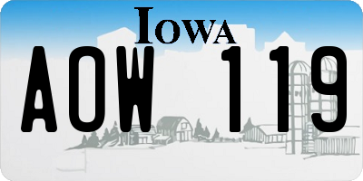 IA license plate AOW119