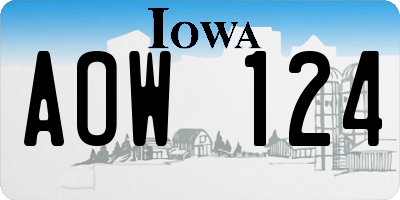 IA license plate AOW124