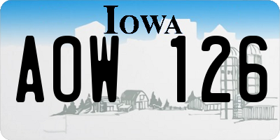IA license plate AOW126