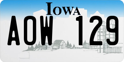 IA license plate AOW129