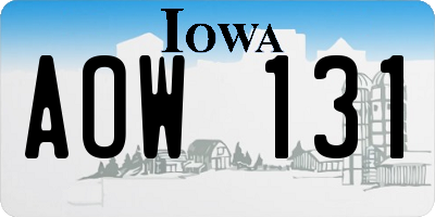 IA license plate AOW131