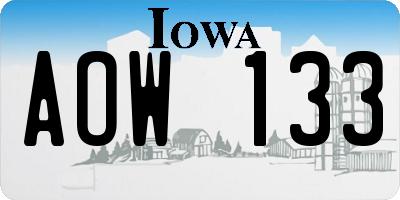 IA license plate AOW133