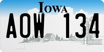 IA license plate AOW134