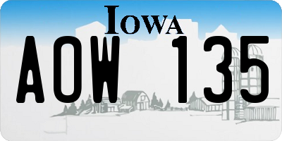 IA license plate AOW135