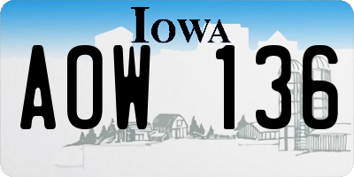 IA license plate AOW136