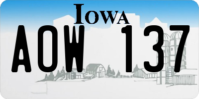 IA license plate AOW137