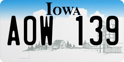 IA license plate AOW139