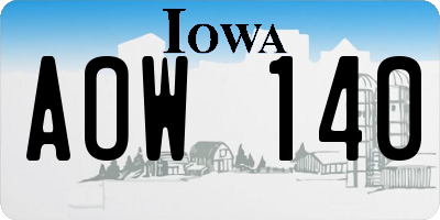 IA license plate AOW140
