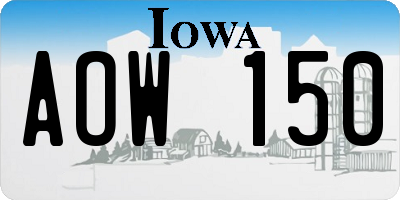 IA license plate AOW150