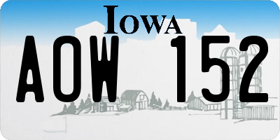 IA license plate AOW152