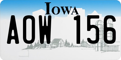 IA license plate AOW156