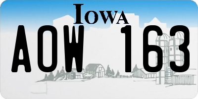 IA license plate AOW163