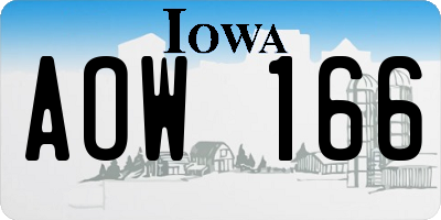 IA license plate AOW166