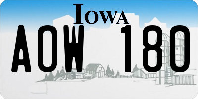 IA license plate AOW180