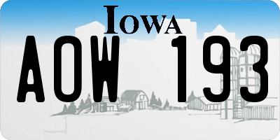 IA license plate AOW193