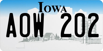 IA license plate AOW202