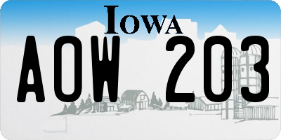 IA license plate AOW203