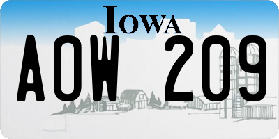 IA license plate AOW209