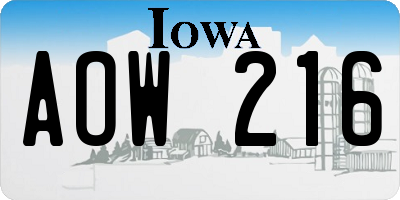 IA license plate AOW216