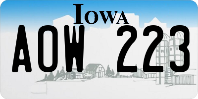 IA license plate AOW223