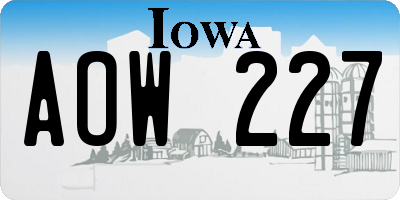 IA license plate AOW227