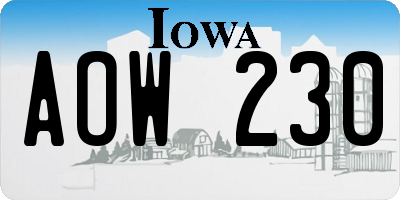 IA license plate AOW230