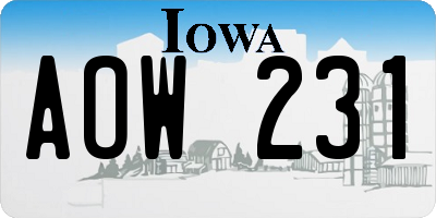 IA license plate AOW231