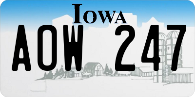 IA license plate AOW247