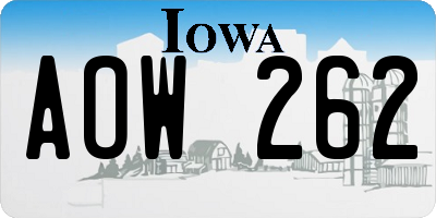 IA license plate AOW262