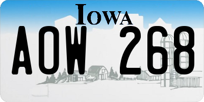 IA license plate AOW268