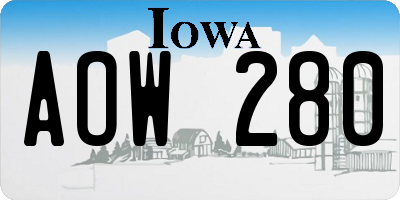 IA license plate AOW280