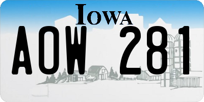 IA license plate AOW281