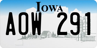 IA license plate AOW291